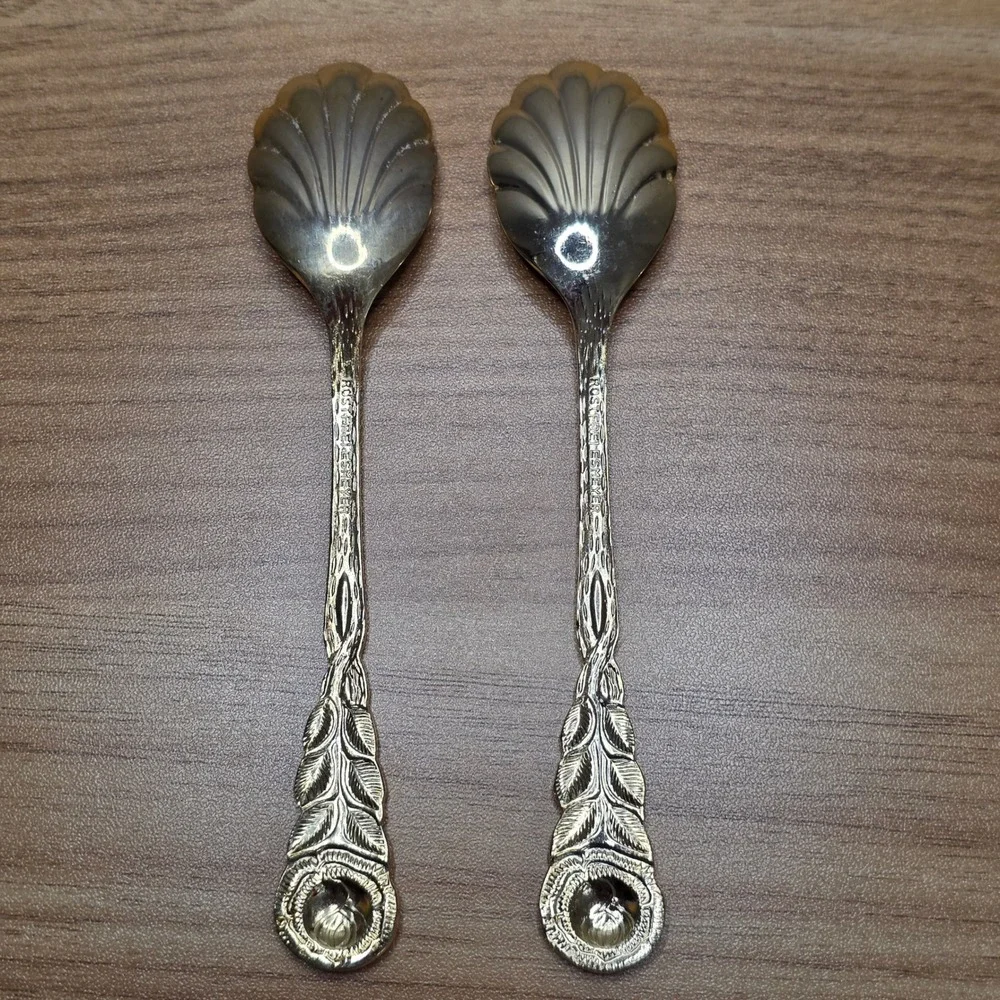 Vintage Rostfrei Esmeyer Gold‎ Electroplate Rose Handled Dessert Set 30 Pieces